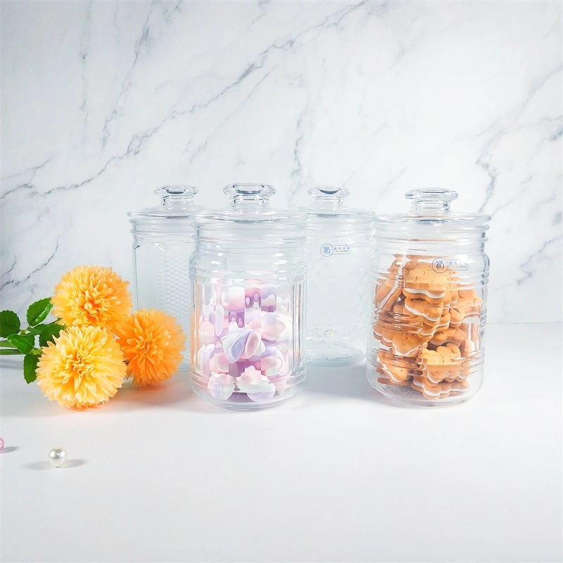 Transparent Storage Bottle Honey Glass Storage Jar 1L Food Jars Nuts Jars Candy Jars with Metal Airtight Lid Customization Acceptable