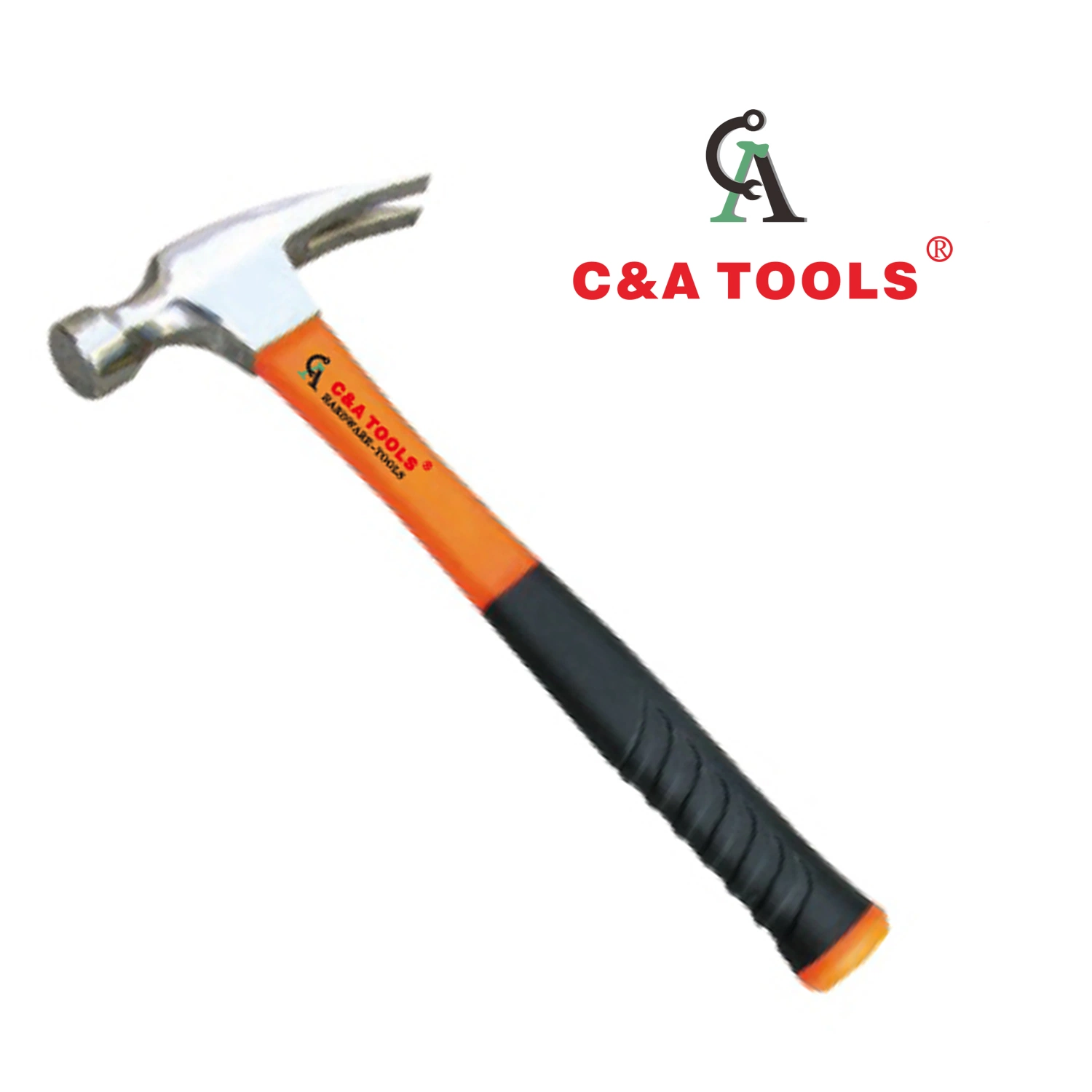 Right-Angle American Type Claw Hammer con mango de fibra de vidrio.