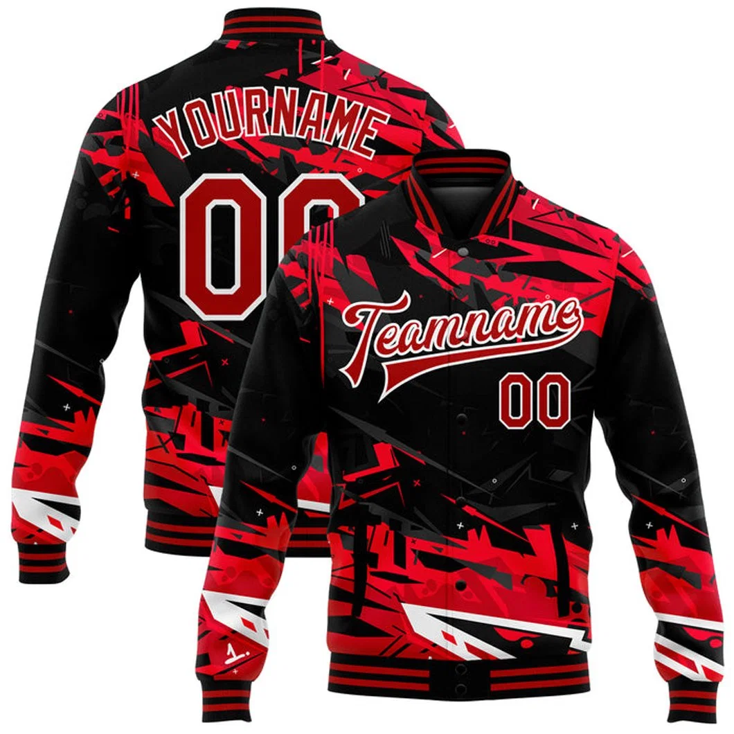 Custom Wholesale polyester Fashion hommes femmes enfants Sublimation broderie imprimée Veste d'hiver pour l'école de baseball extérieure