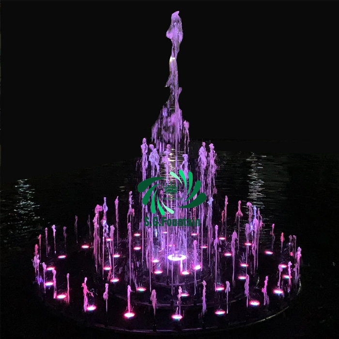 Fuentes de agua maravilloso jardín de la música decorativa fuente con luz LED RGB