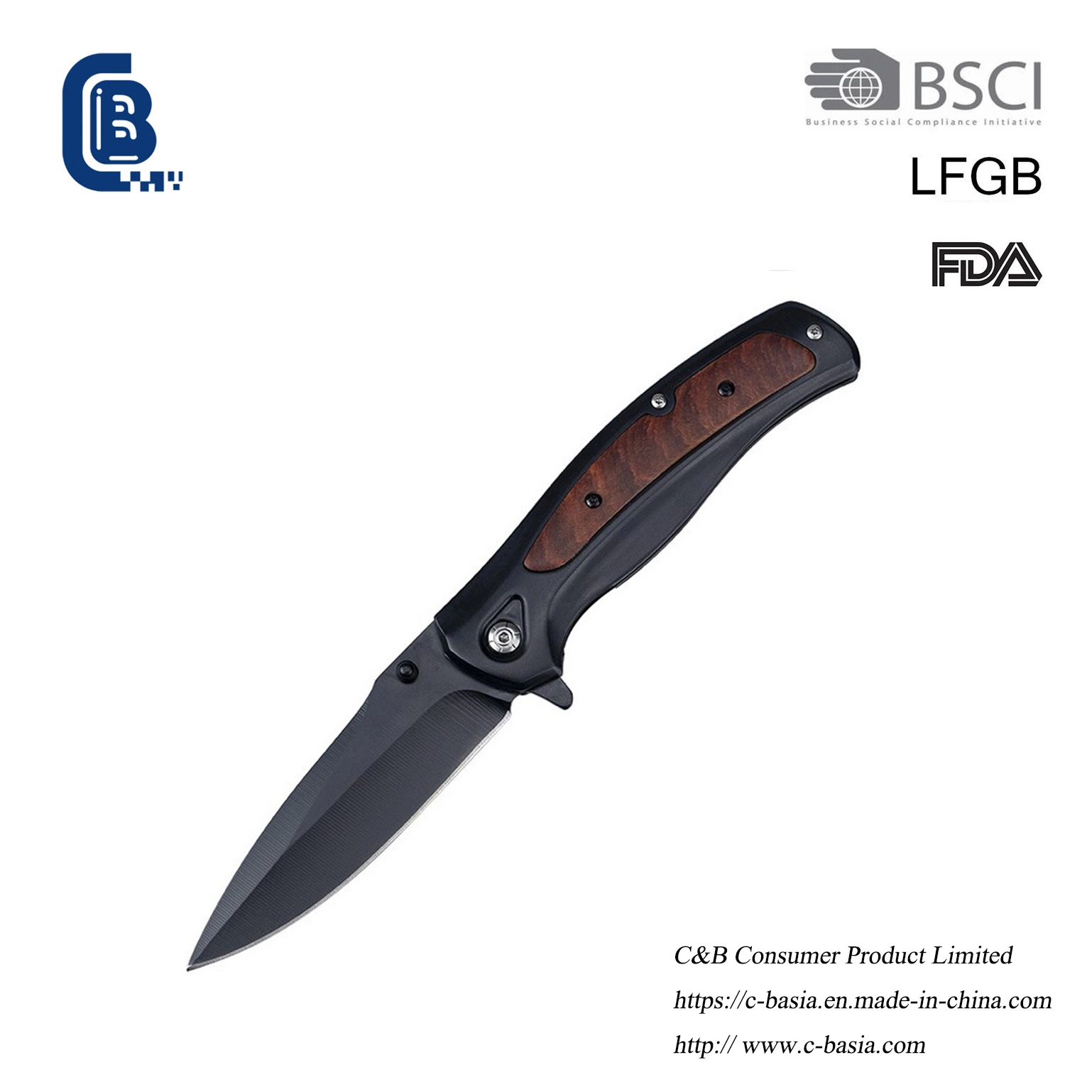 Cuchillo de bolsillo plegable de camping cuchillo de combate portátil de 4,5"