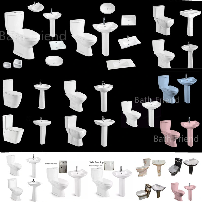 Africa Benin Market Side Inlet Water S-Trap 250mm Washdown Two Piece Toilet Basin Bathroom Fittings Accessory Set