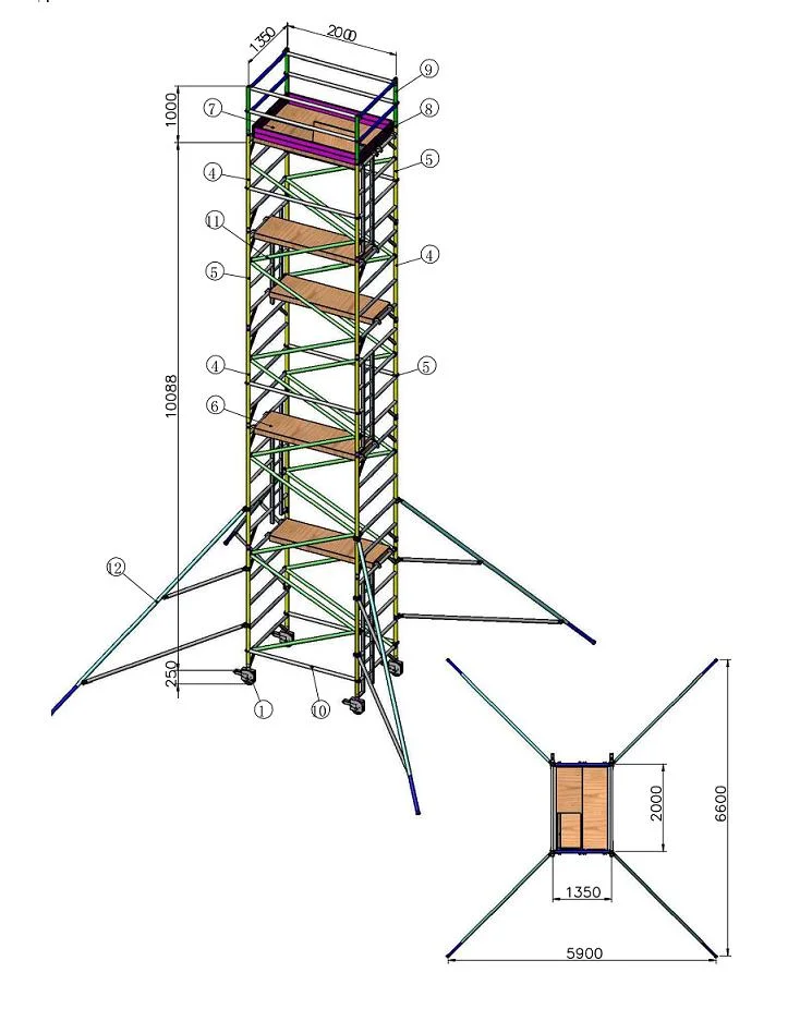 Tecon andamios de aluminio de comunicación el poder de transmisión de andamio torre móvil