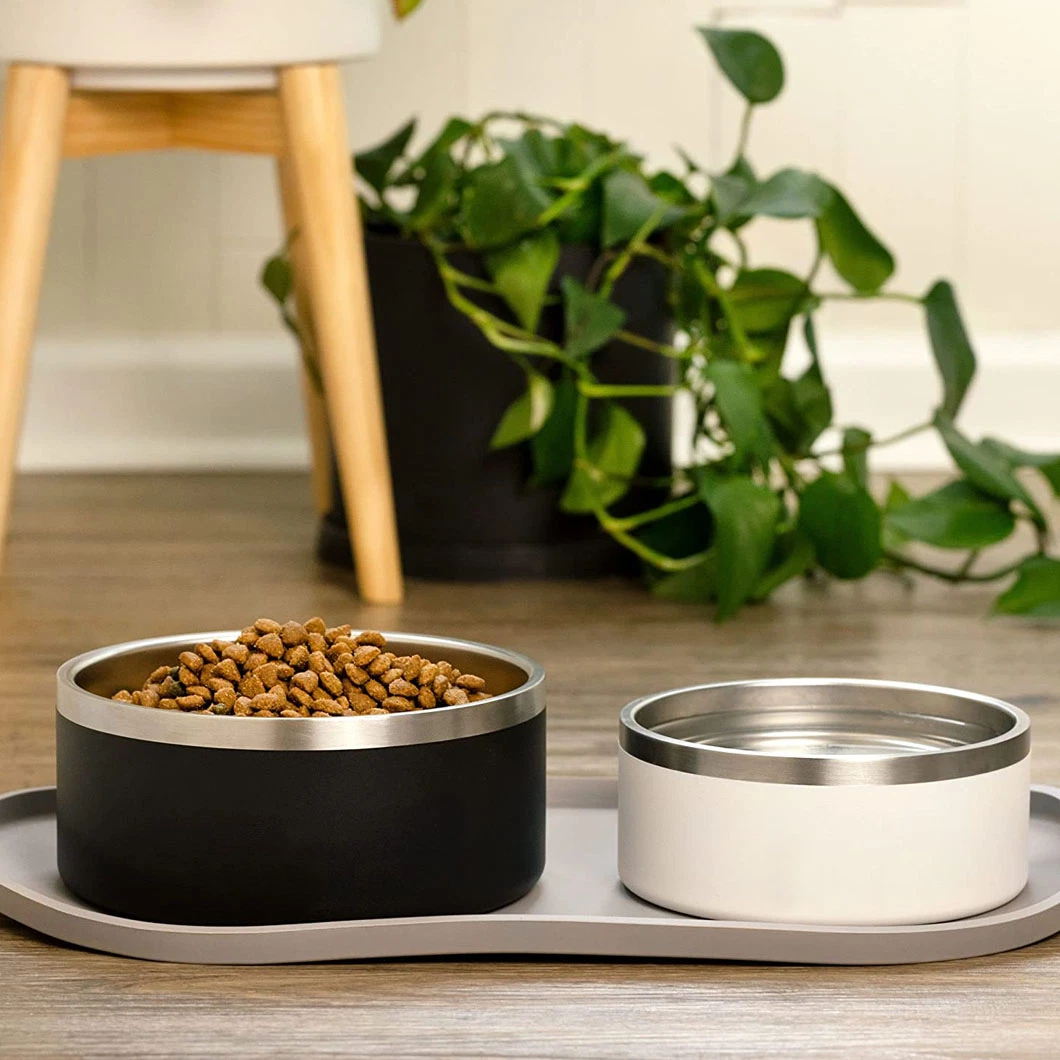 304 Stainless Steel Non-Slip Non-Skid Bottom Double Wall 40oz Cat Dog Bowl for Food Water