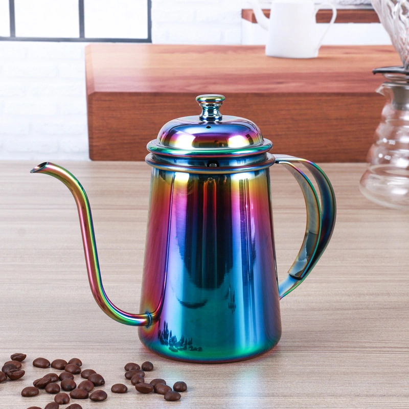 650ml Stainless Steel Manual Pour Over Hand Drip Pot Pour Over Coffee Kettle Turkish Coffee Pot with Lid