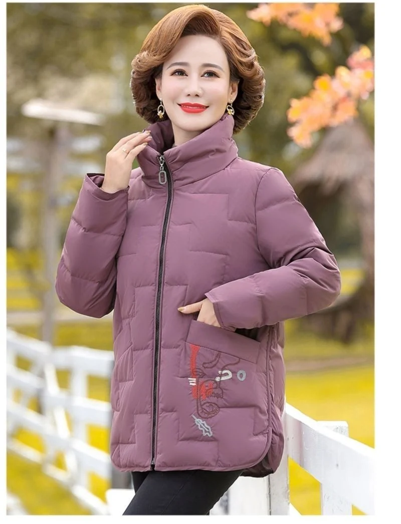 Mamá Middle-Aged invierno corto Down Jacket Middle-Aged mujeres y ancianos chaqueta