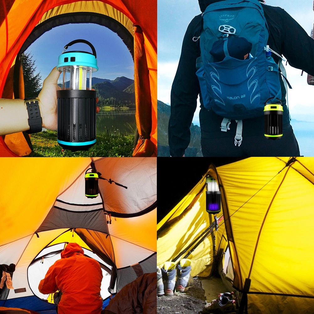 Faltbares Design Solar COB LED Camping Licht mit Moskito Tötung Funktion 4 Blinkmodus Tragbare Camp Zelt Lampe mit Haken Power Bank Camping Laterne