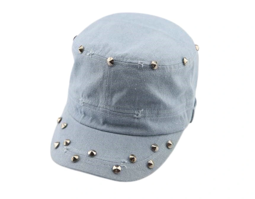 Boné de basebol Washed Denim Flat Top Metal Buttons