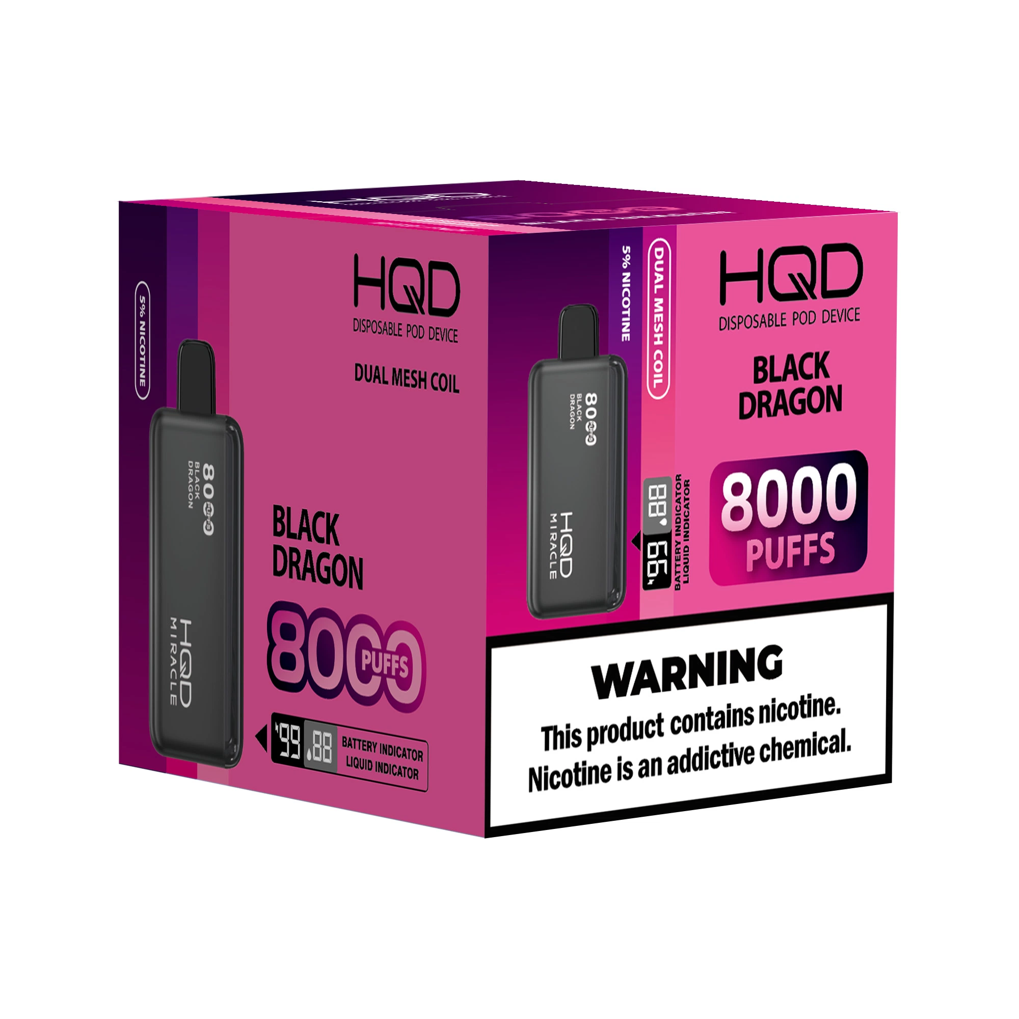 Hqd 8, 000 Puffs Disposable Vape Miracle with Indicators Black Dragon Flavor