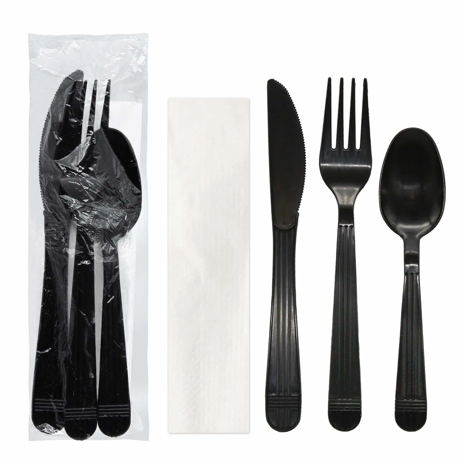 Heavy Weight PP Spoon Fork and Knives Set Plastic Disposable Cutlery Set with Napkin