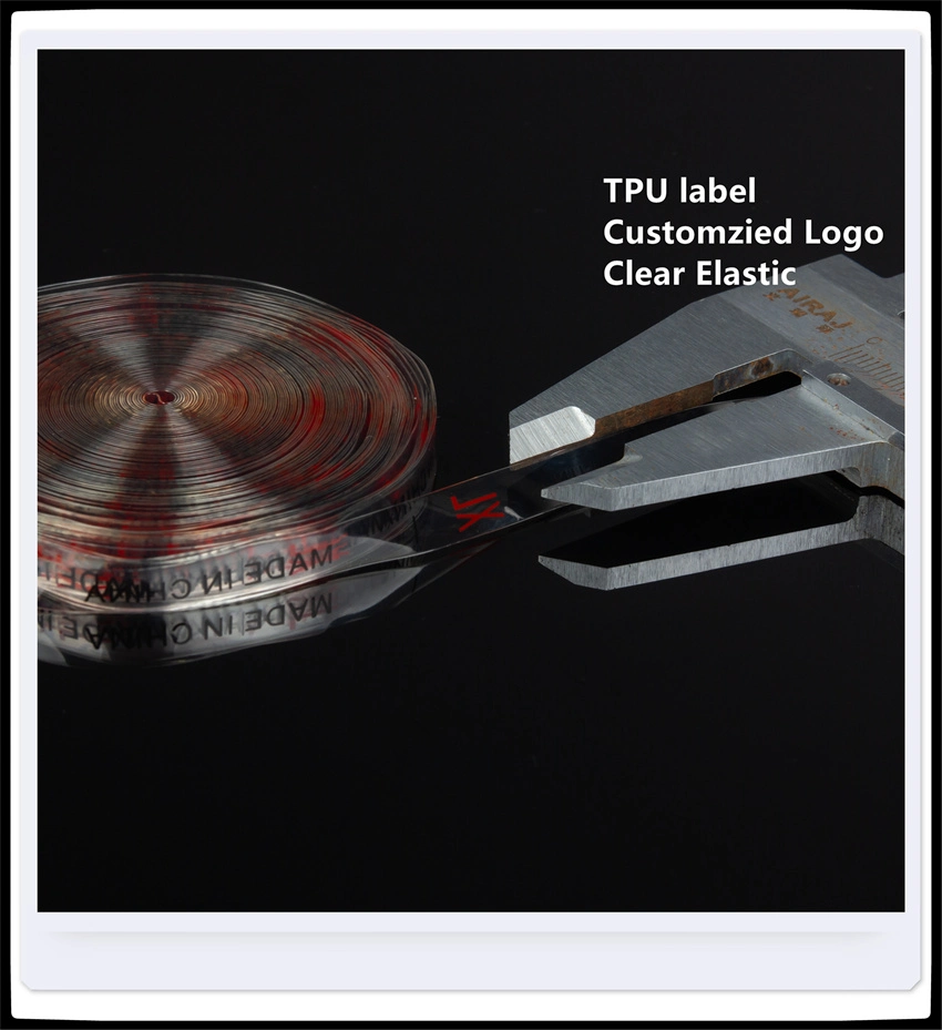 High Elasticity Sewing TPU Clear Elastic Label Logo Printed