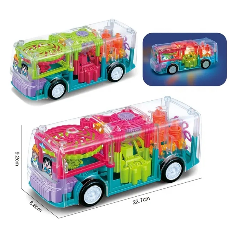 Electrical Toys Children Gaer Train Toys Transparent Gear Bus Toys Universal Driving Interesting Toy Kids Battery Operated Bus