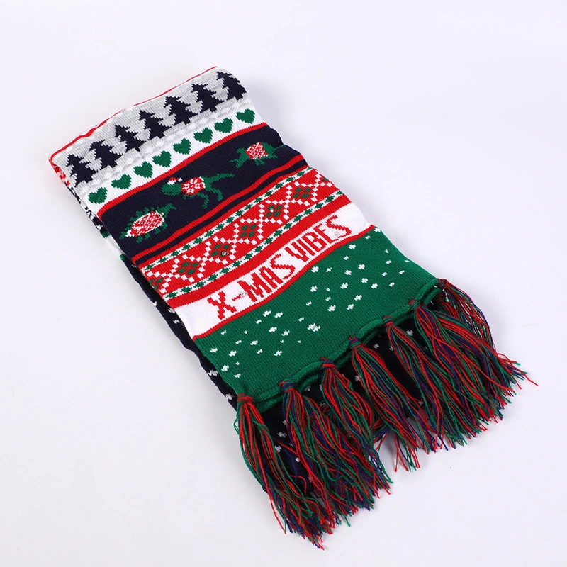 Custom Colorful Apparel Thick Winter Warm Jacquard Lady Fashion Long Knitted Scarves