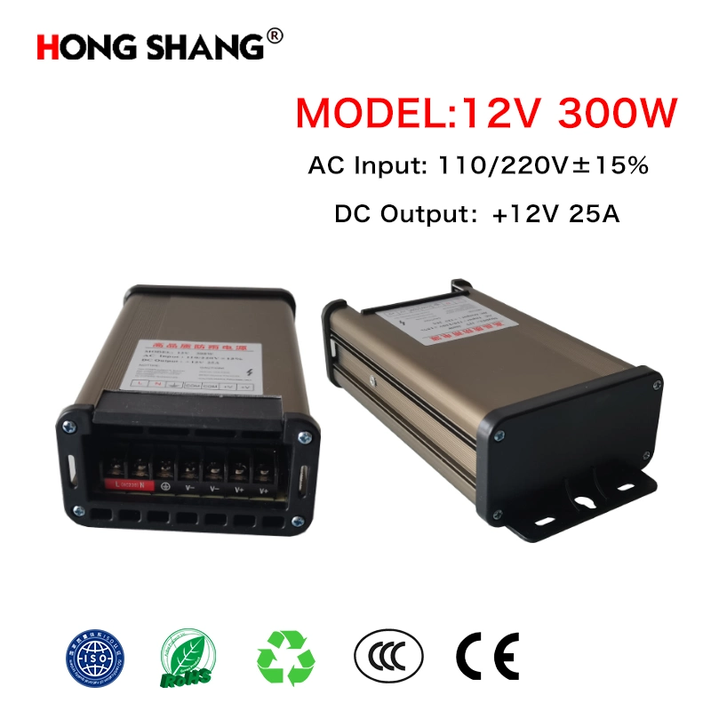 Outdoor 12V 25A Rainproof Adapter AC 110/220V Switching Power Supply