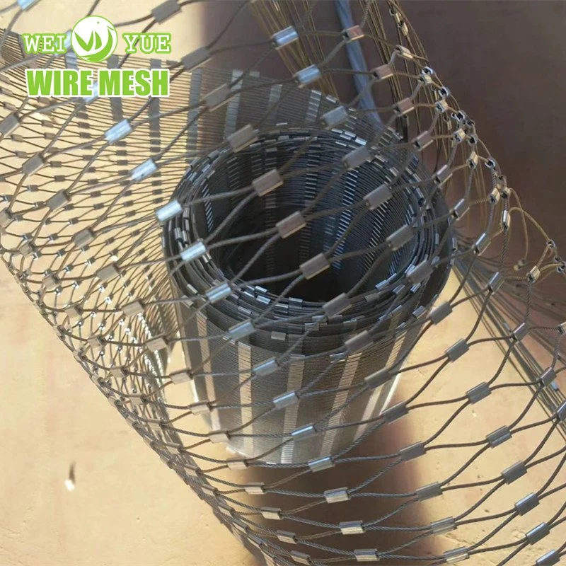 304 316L Rope Mesh Ferrule Type Garden Fence Safety Fence Flexible Stainless Steel Wire Rope Cable Mesh