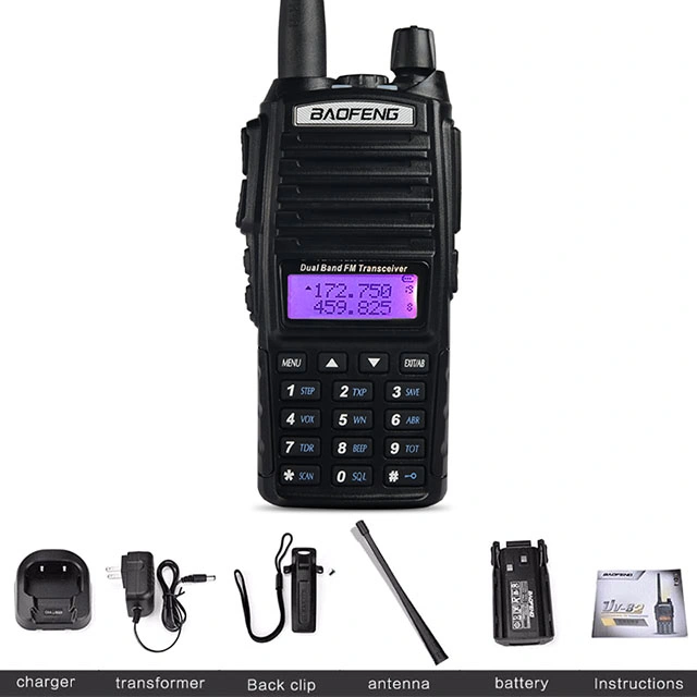 مسافة تتراوح بين 5 و10 كم من Baofeng UV-82 High Power 8W ووكي توكي راديو UHF/VHF PMR446 ثنائي الاتجاه