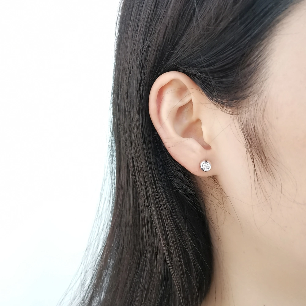 Lab el encanto de las mujeres de diamantes Joyería de pendientes Oro Blanco Moda Stud Earrings