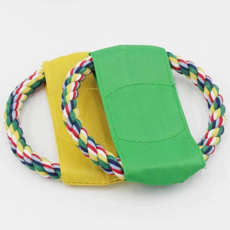 Algodón Rope Canvas Entrenamiento de lanzamiento interactivo Flying Disc Dog Toy