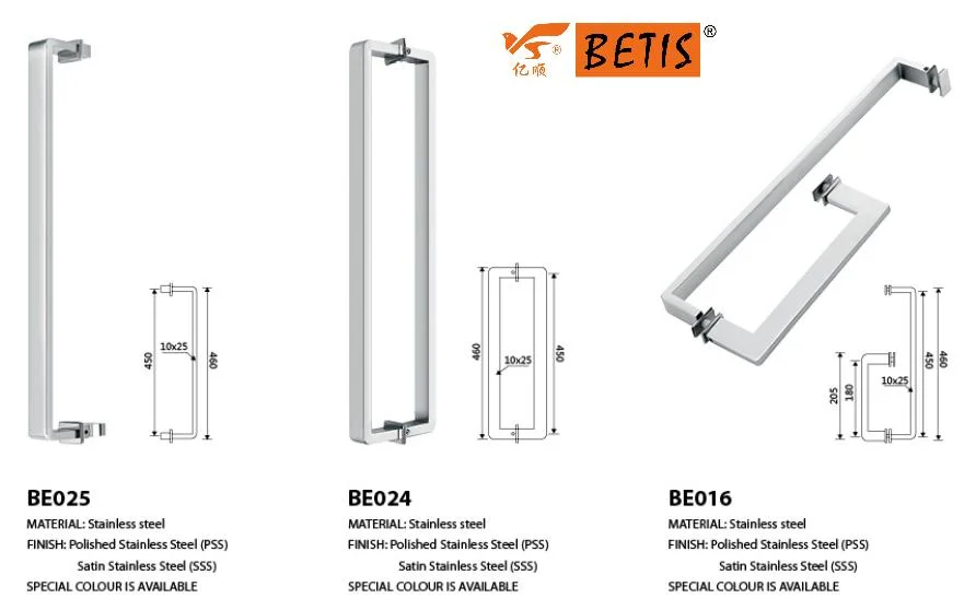Poignée de tirage dos à dos en acier inoxydable de norme ASTM pour verre de douche