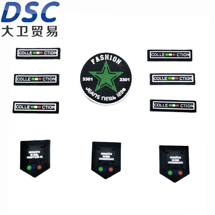 Round Black Soft PVC Logo Label Rubber Patch with Star Round