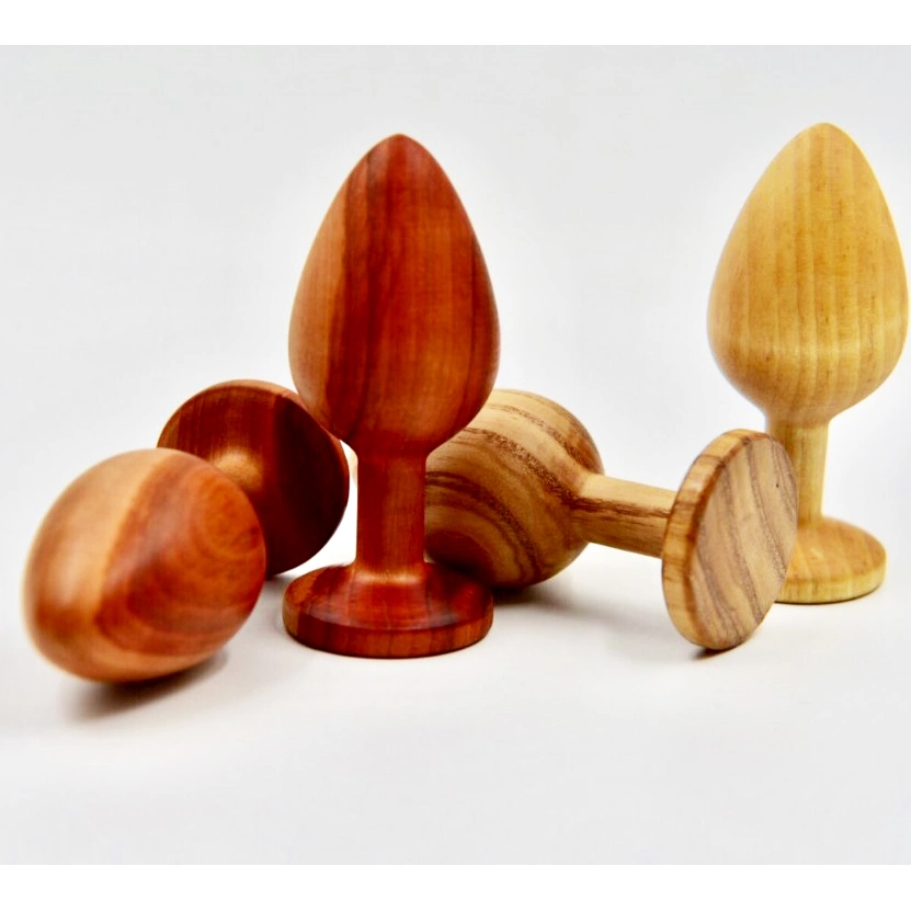 Trate de nuevo estilo de la naturaleza aleatoria de Material de madera olor a madera de color madera Butt plug anal ano Patio Masturbator juguete sexual para adultos