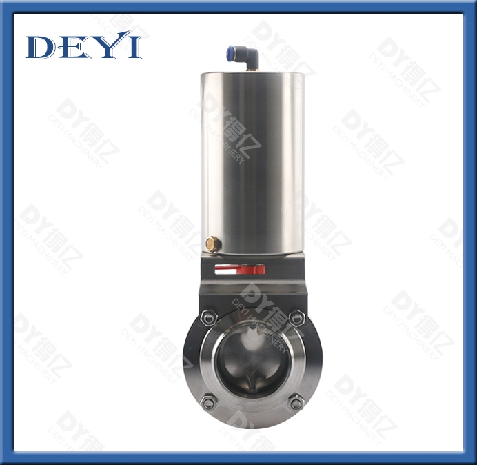 Deyi Stainless Steel Sanitary Pneumatic Single Acting Threaded Butterfly Valve