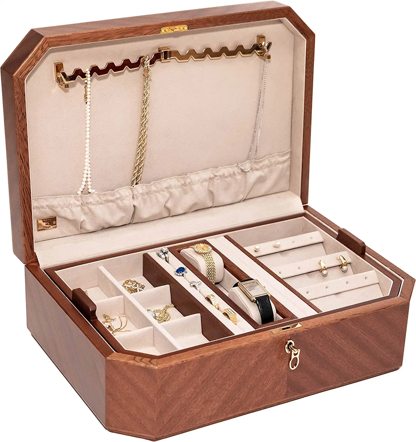 حلقة مجوهرات خشبية لامعة عقد عقد مزركشة صندوق هدايا مخصص التغليف حالة ندمر - 42