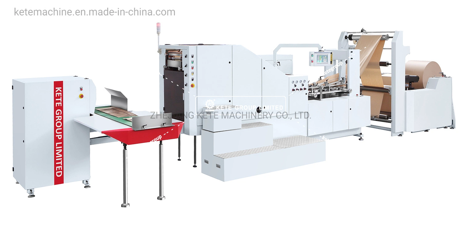 Vollautomatische Einkaufspapier-Beutel-Maschine mit Griffen D-Schneide-Rolle Fed Quadratischen Boden Papierbeutel, Der Maschine Herstellt