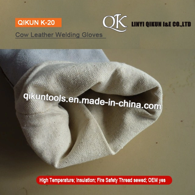 K-17 Gray Color Working Safety Cow Leather Welding Labor Protect Industrial Gloves