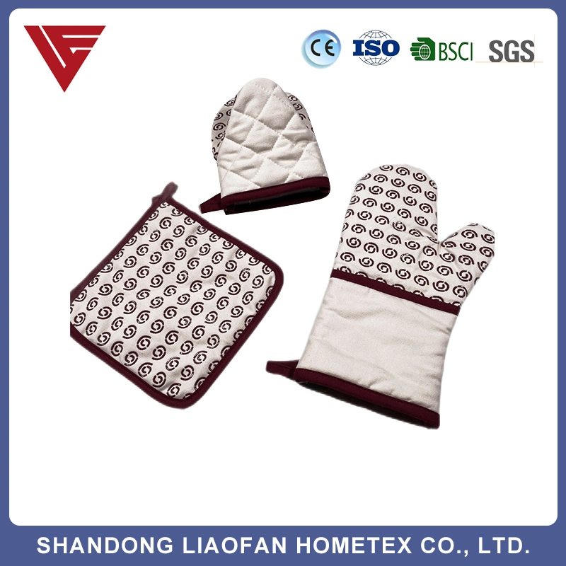 Cocina China de sublimación Guantes de horno de lino estampados