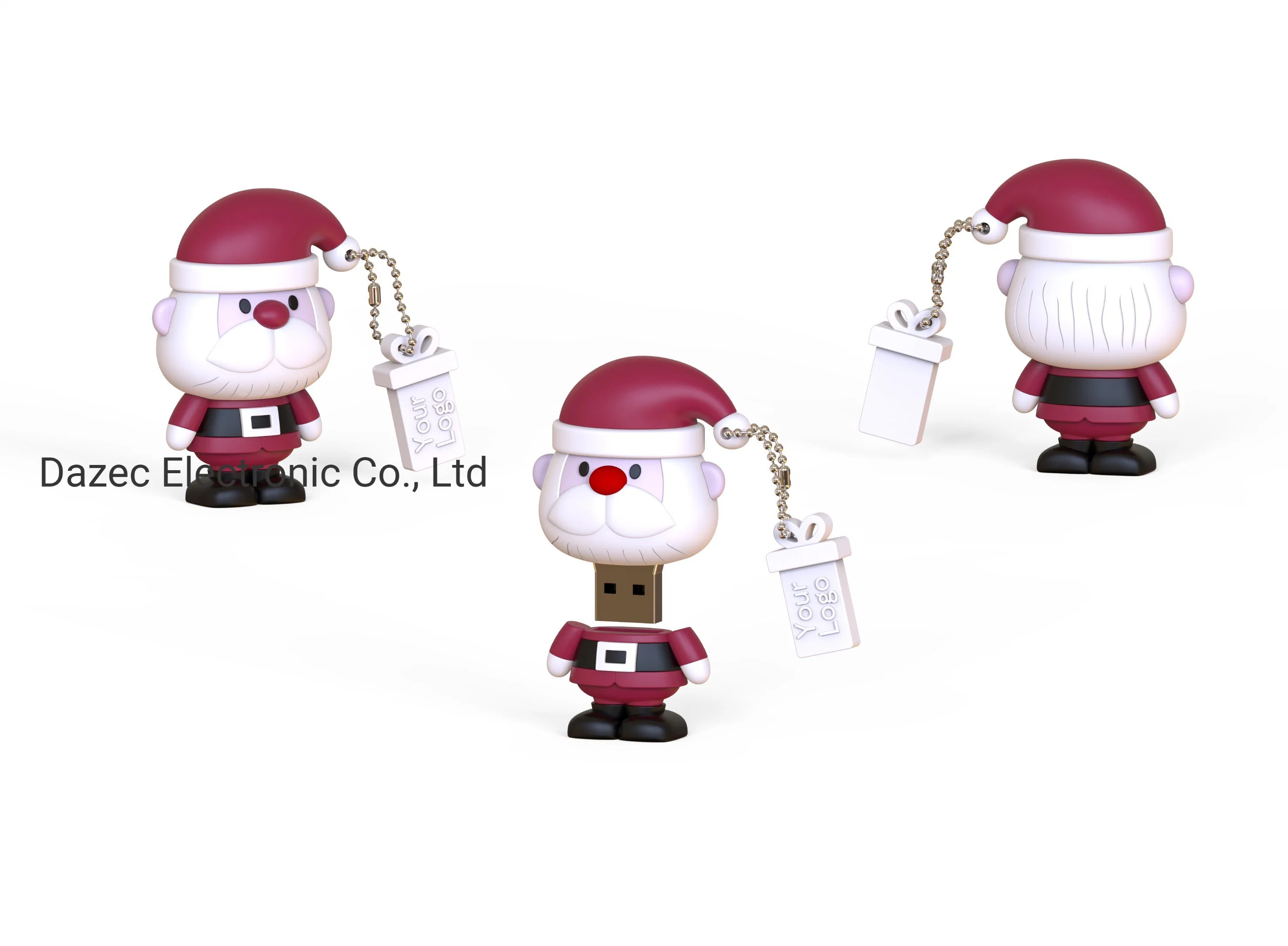 2023 Hot Sales PVC USB con Merry Christmas USB Flash Drive Gift 1-256GB Memory Stick OEM Santa Claus USB