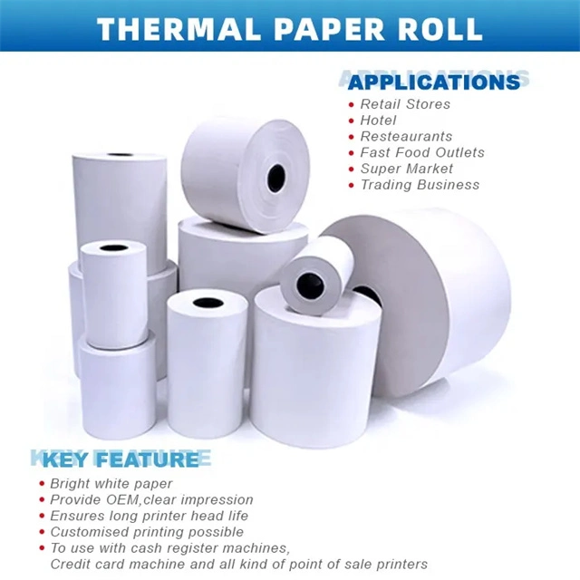 BPA Free High Smoothness Sharpe Image Thermal Paper Jumbo Rolls for ATM