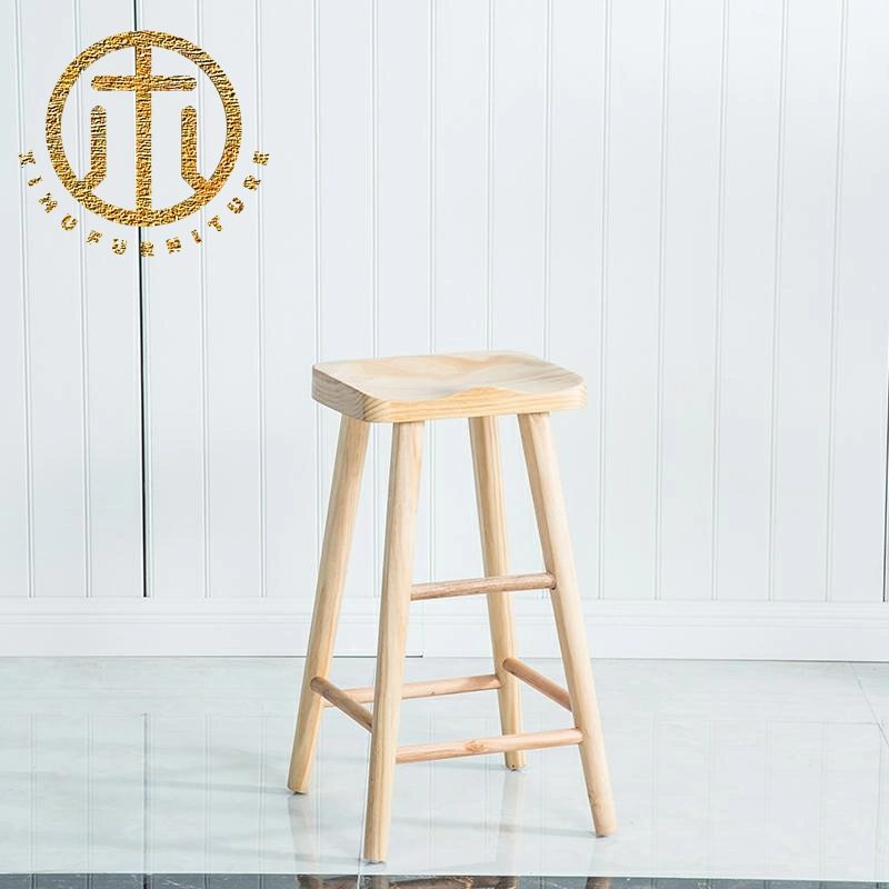 European-Style Light-Colored Log New Zealand Pine Bar Chair