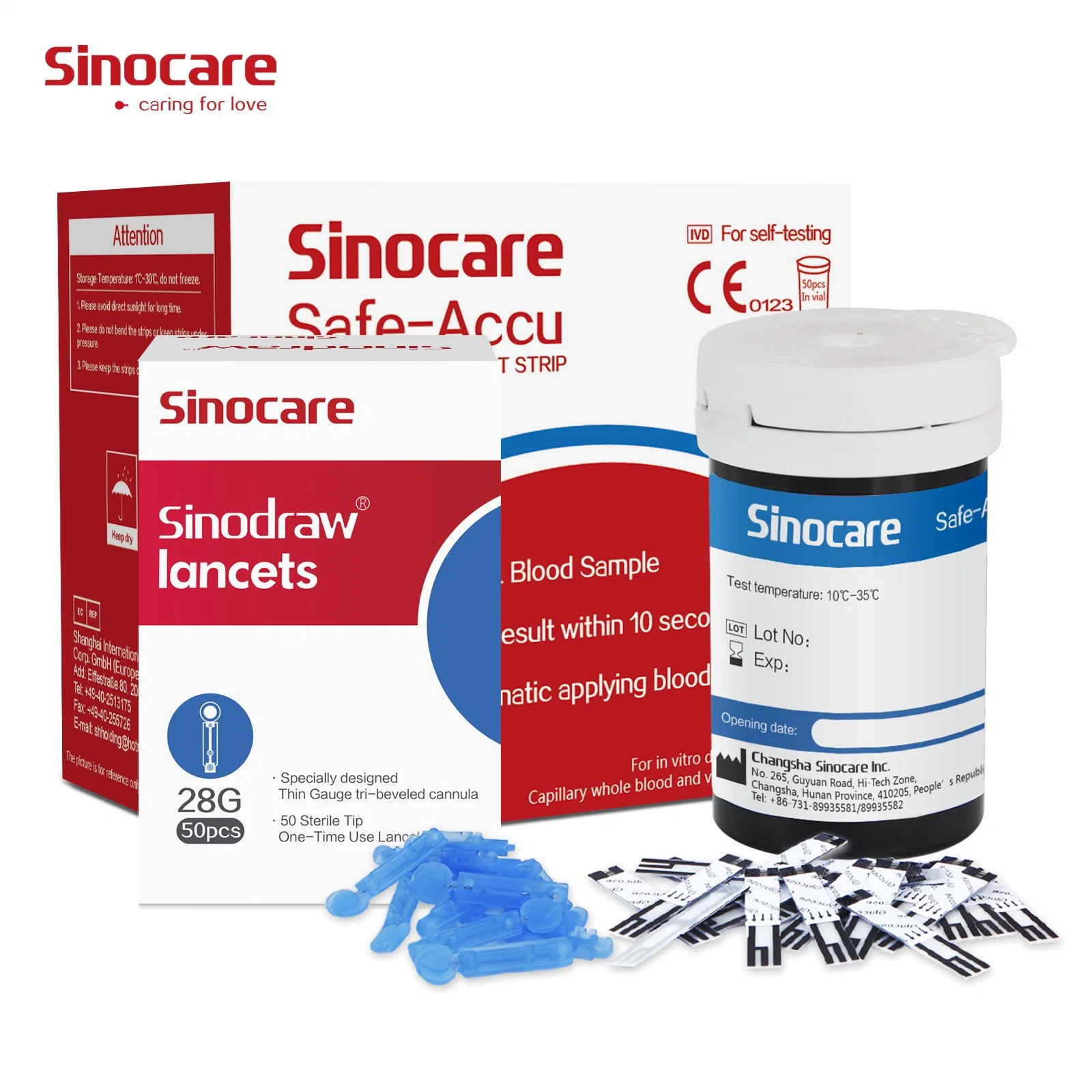 Sinocare Diabetic Test Strips Professional Diabetes Detection Household Medical Equipment Blood Glucose Meter Blood Sugar Glucose Meter