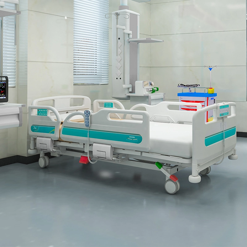 Y8y8c Metal Multifunction Folding Adjustable Electric Medical ICU Bed Nursing Patient Hospital Equipment with Casters