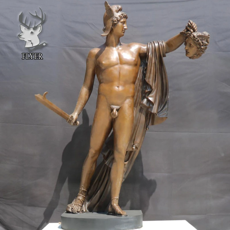 Outdoor Decoration Metal Craft Greek Classical Perseus with The Head of Medusa Bronze Statue Life Size Bronze Perseus Statue