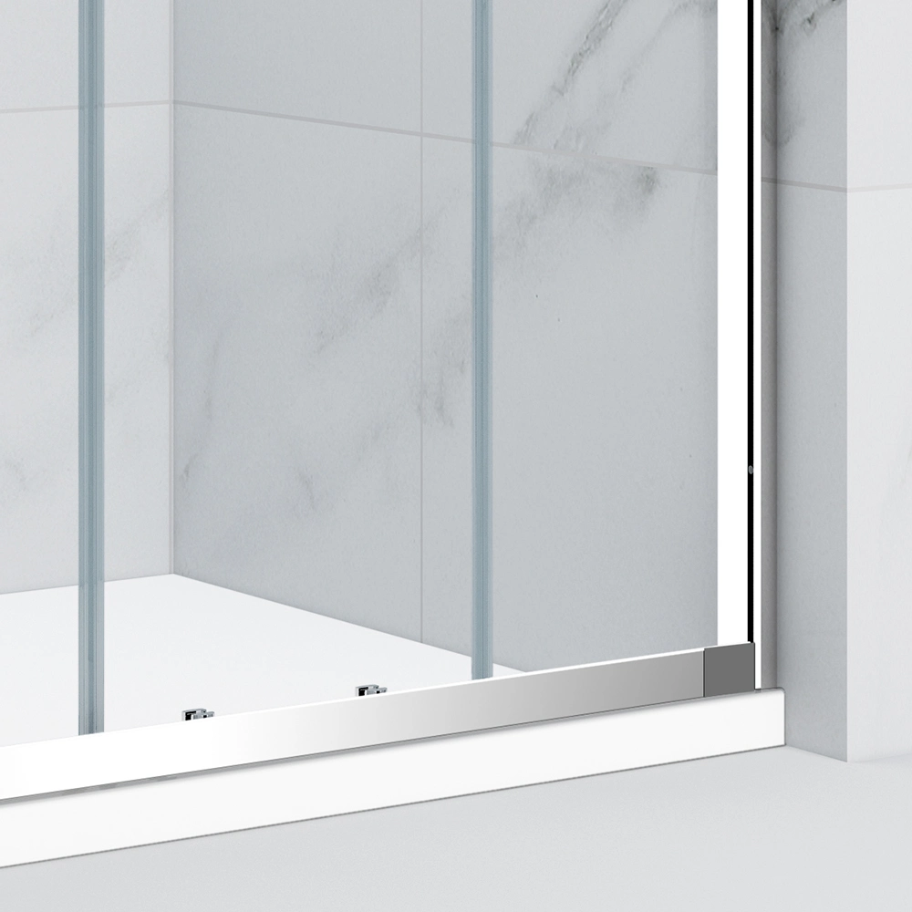 Badezimmer Haushalt Edelstahl Gehärtetes Glas Zwei Schiebetüren Duschraum Mit silbernem Aluminiumrahmen