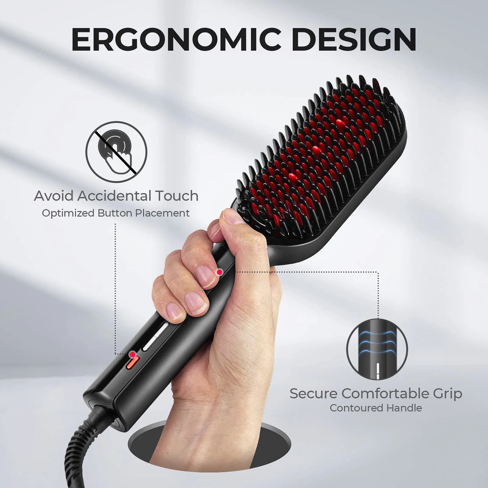 New Design 2023 Upgraded Brush Dense Bristles Heat Women's Electric Hair Straightener