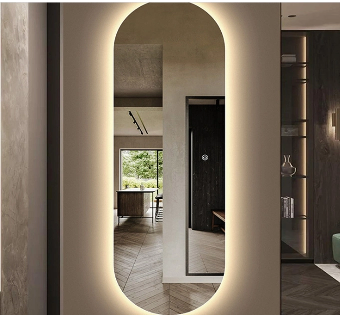 El cuarto de baño de pared de laminado decorativo de plata de la vanidad de longitud completa Smart Mirror