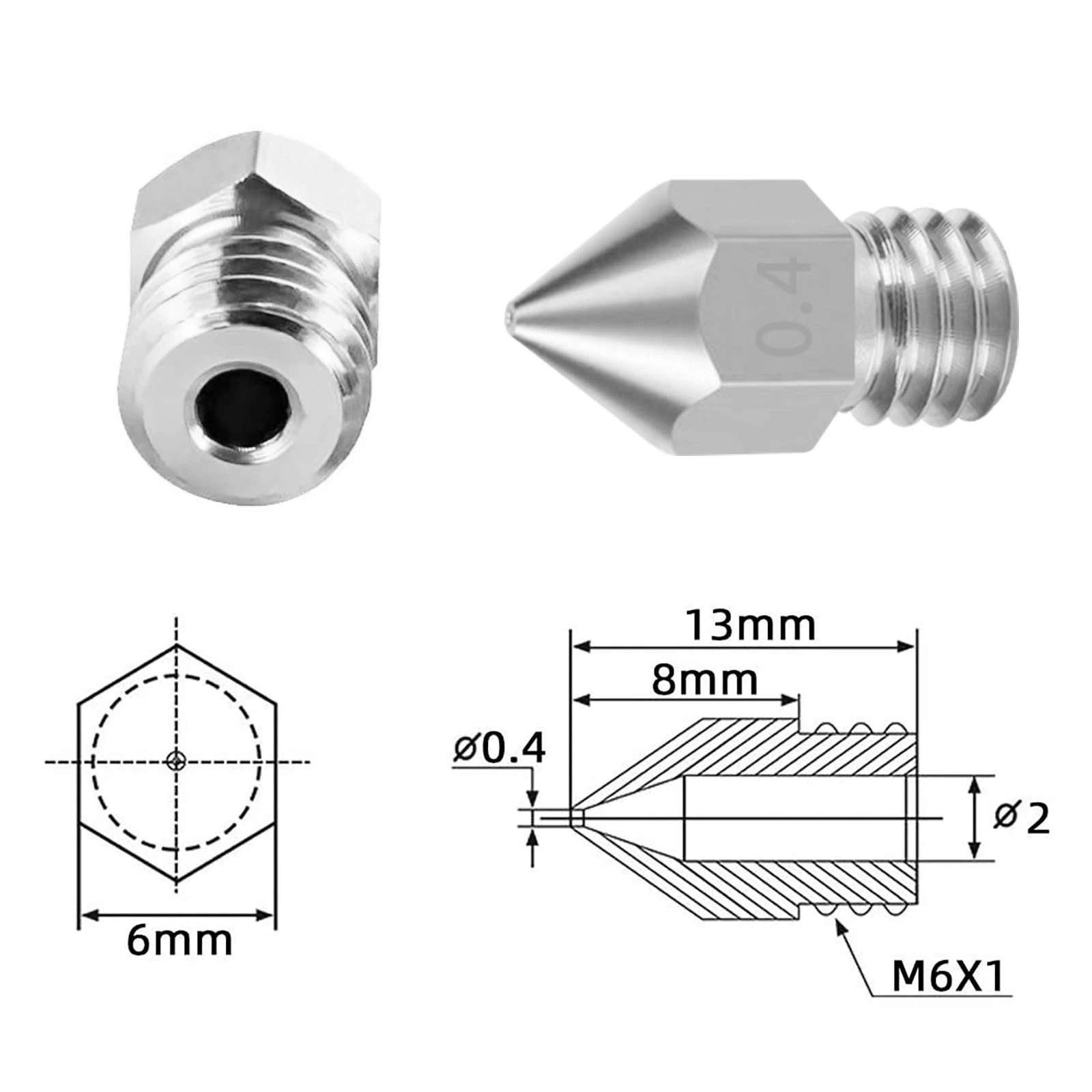 Acessórios para impressoras 3D de fábrica com tecnologia de venda a quente bocal Mk8 em aço inoxidável Kit de caixa de chaves de usinagem CNC de alta qualidade para cabeça de impressão