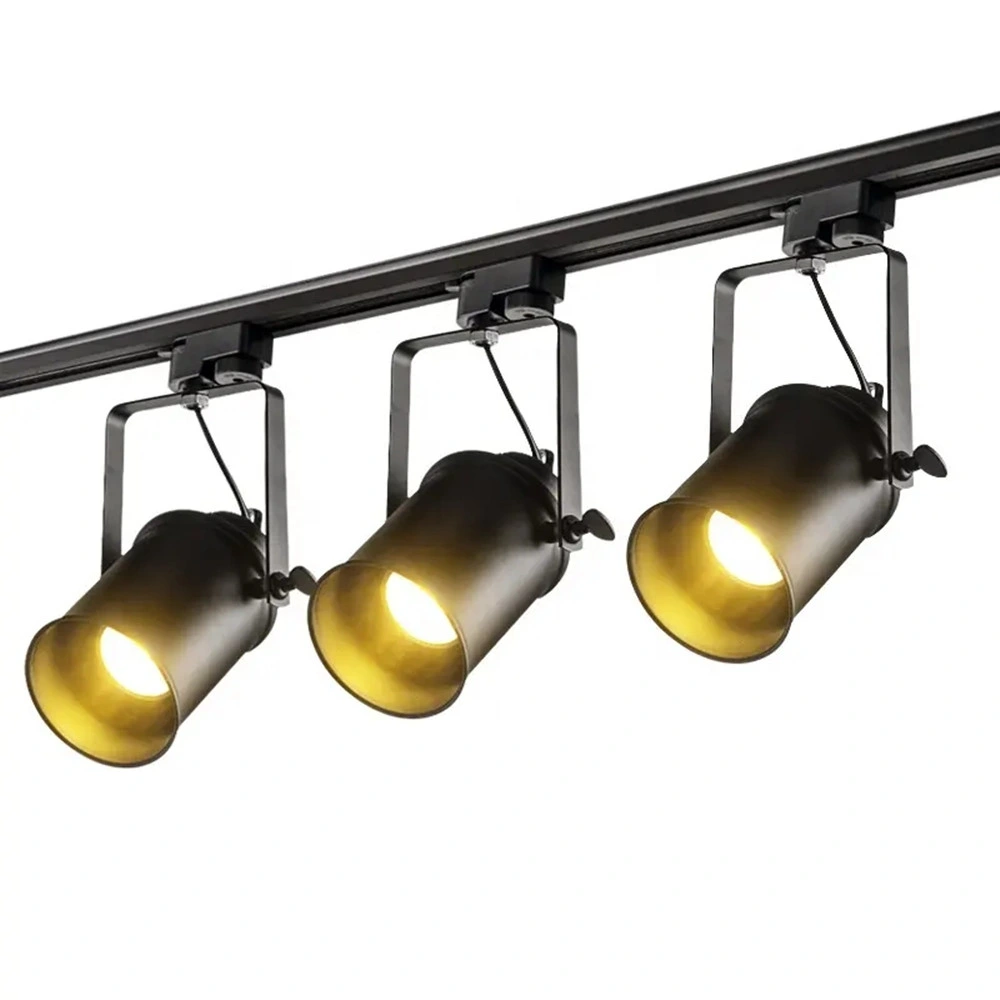 Vintage Black Loft Track Lamp Shops Bars Dekorative E27 Spotlights Industrielle Retro LED-Deckenleuchte