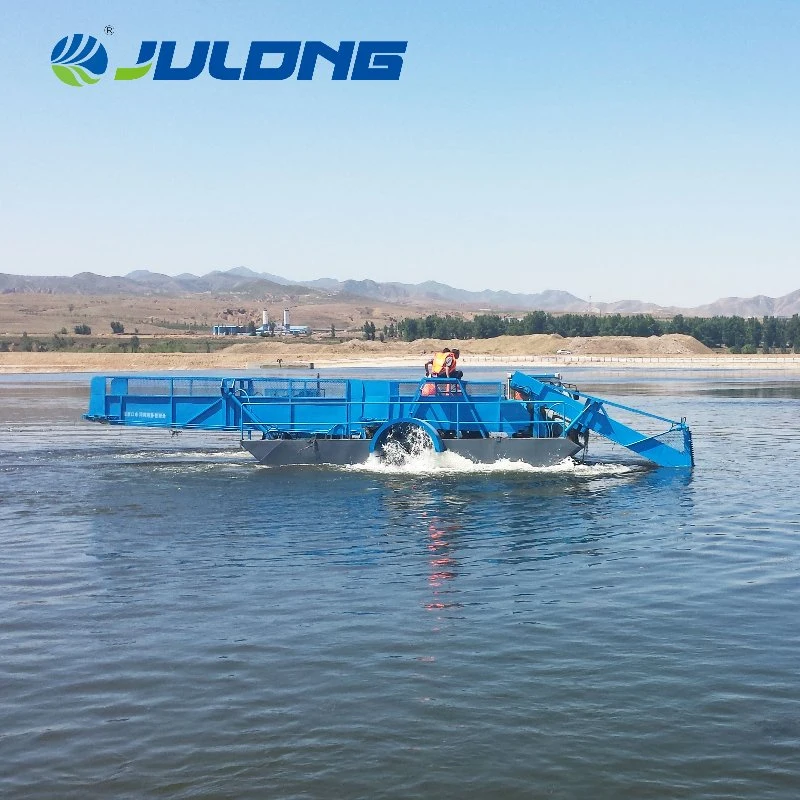 Bateau de collecte de déchets flottant jacinthe d'eau récolteur Grattage d'herbe aquatique Machine