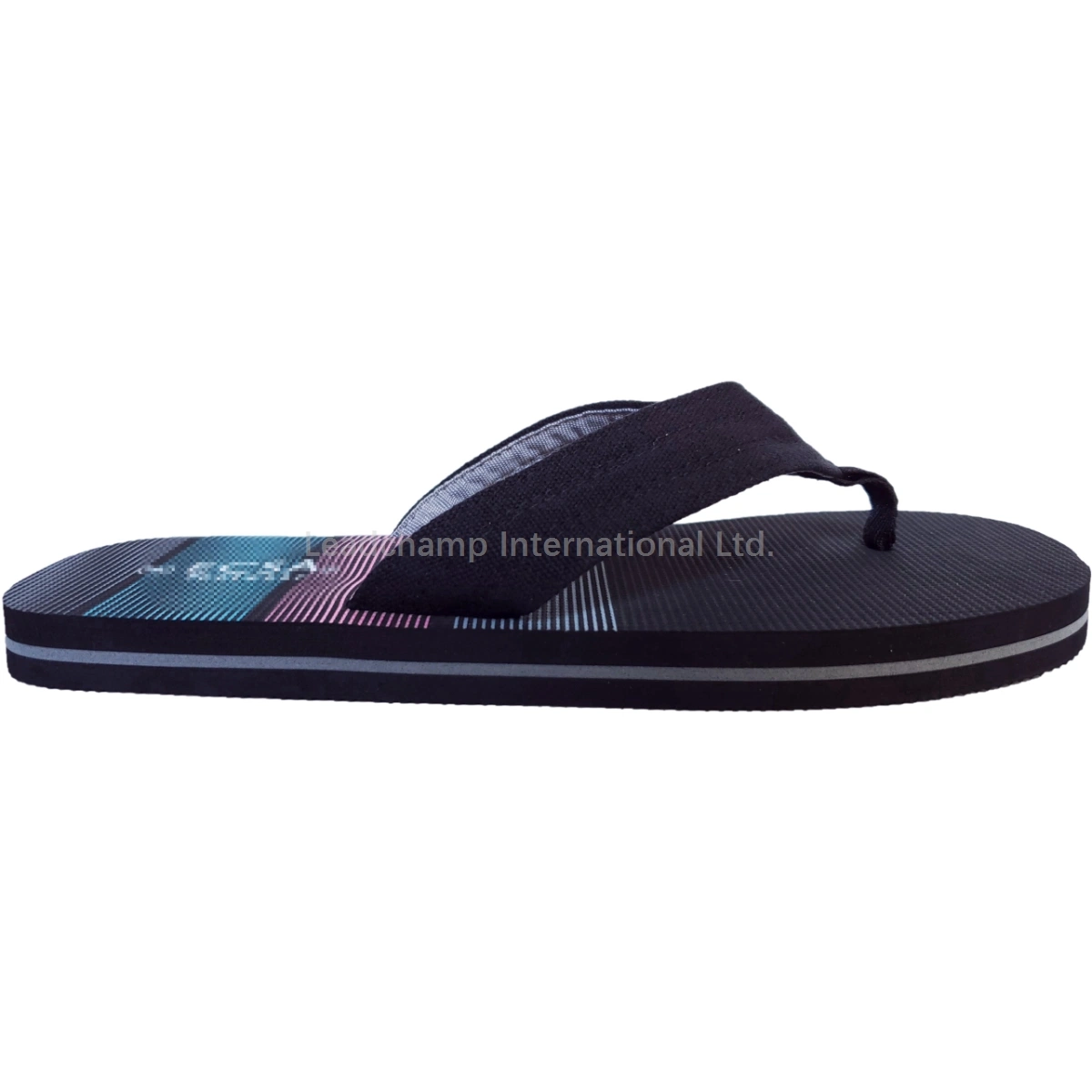 Mode Herren Textil Obermaterial Flip Flops bunt bedruckte EVA Außensohle Strandschuh