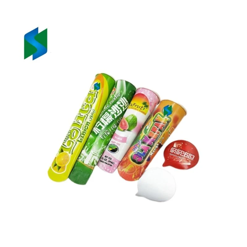 Joshun suministro de alimentos Grado fruta leche tubo de batido hielo desechable Crema de tubo de paletas Calippo hielo Lolly con tapa