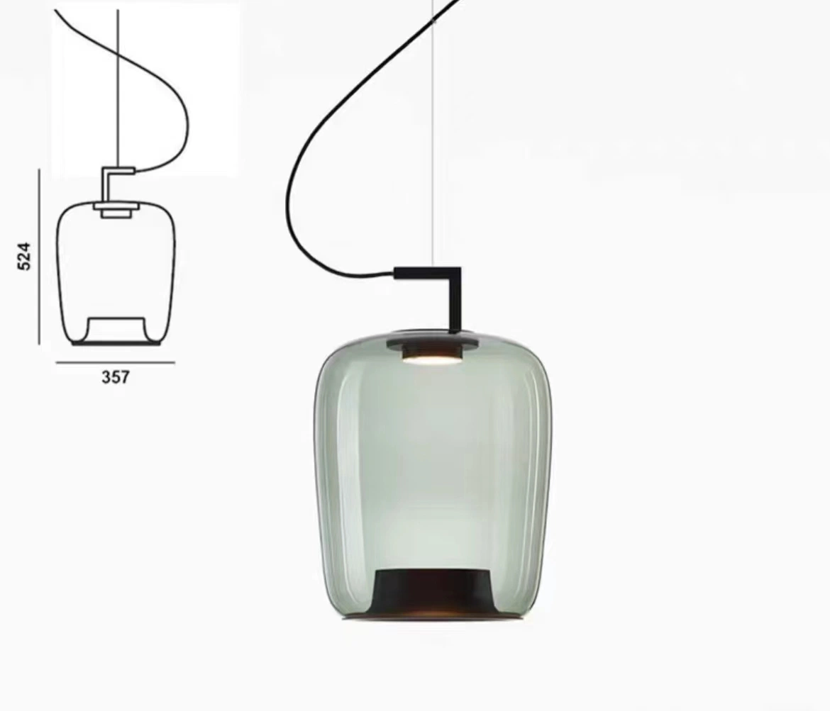 Dlss New Pendant Lighting Home Decoration Amber Glass Lamp Shade Modern LED Pendant Lamp