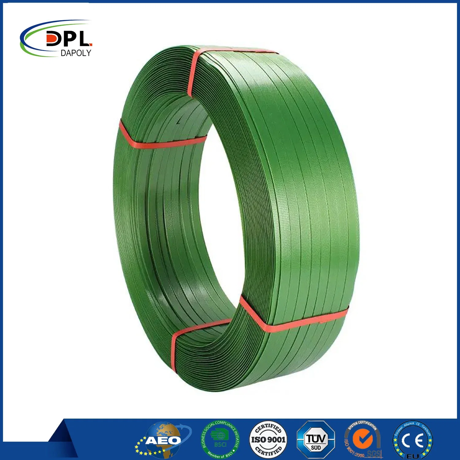 12mm-25mm Wide Custom Logo Durable Green Pet Packing Strap Plastic Steel Strapping Band Tape Global Hot Sell