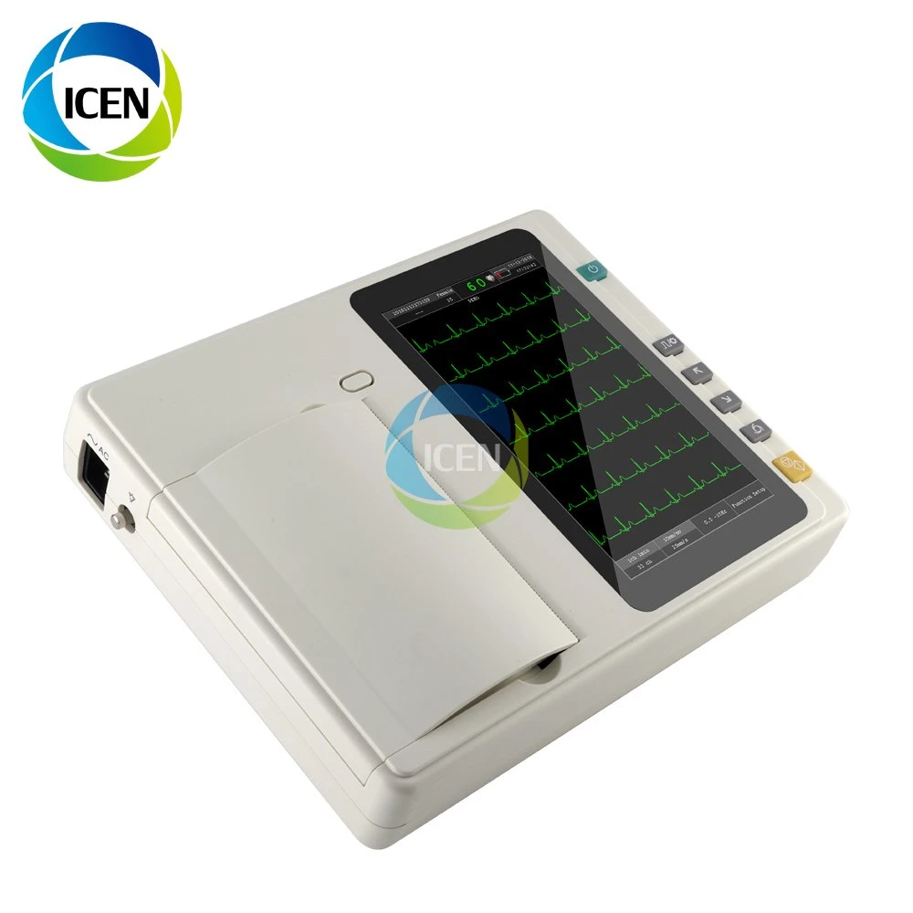 in-601 Digital 12 Lead Electrode 6 Channel Wireless Electrocardiograph Portable ECG EKG Machine