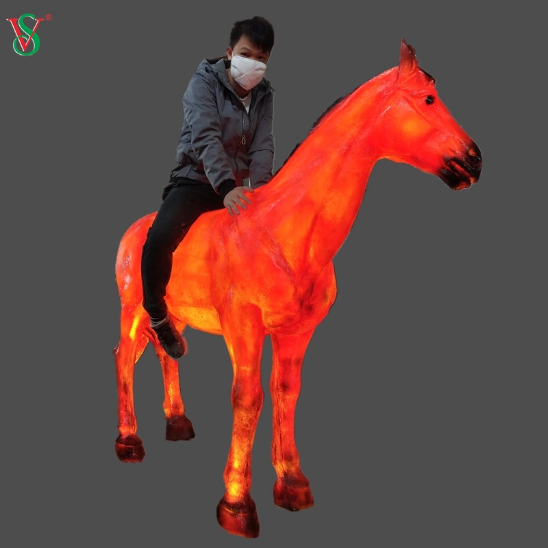 LED 3D Sculptures cheval en fibre de verre avec lumière pour le zoo de décoration du parc