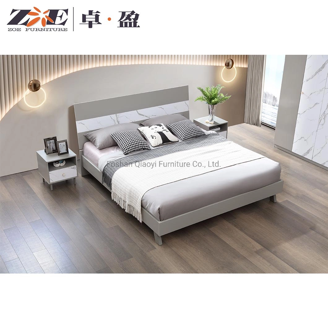 Modern King Size MDF Wooden Double Bed with Storage Box Drawer Bedroom Furniture