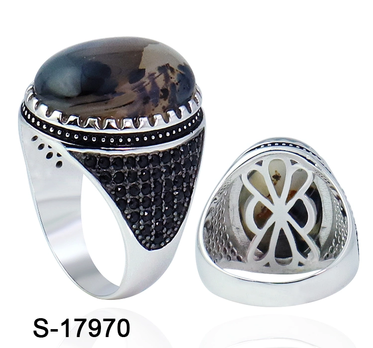 Wholesale/Supplier 925 Sterling Silver Fashion Jewelry Agate Finger Ring for Men